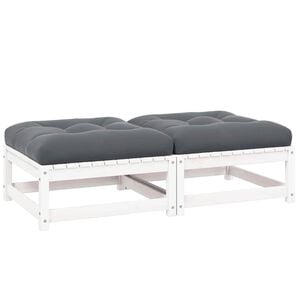 vidaXL Wooden Footstool White Solid pinewood Standard Modular
