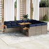 vidaXL 11 Piece Patio Sofa Set with Cushions Gray Poly Rattan Acacia
