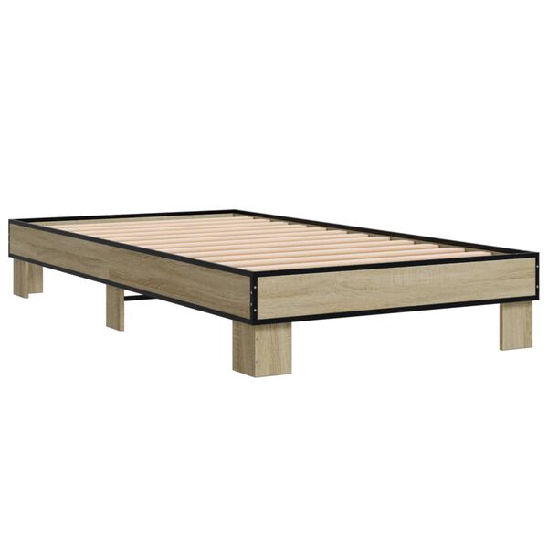 vidaXL Bed Frame Sonoma Oak Engineered wood, Metal Small Single Durable