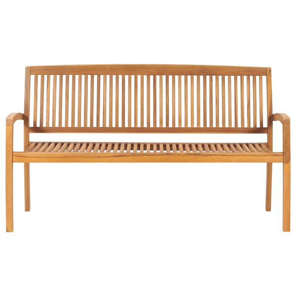 vidaXL Stacking Patio Bench with Cushion 62.6 " Solid Teak Wood