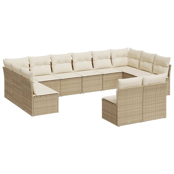 vidaXL Garden Sofa Set Beige Poly Rattan Large Modular Garden Sofa Set