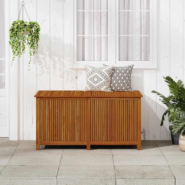 vidaXL Storage Box Solid Acacia wood, Polyethylene 59.1 x 31.5 x 29.5 in