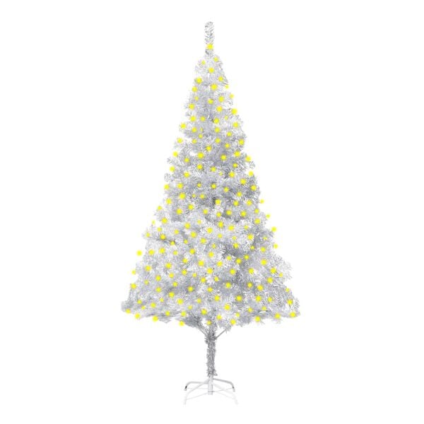 vidaXL Artificial Pre-lit Christmas Tree with Stand Silver 82.7" PET