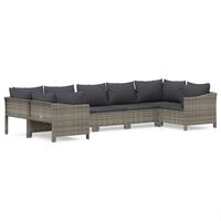 vidaXL 7 Piece Patio Lounge Set with Cushions Gray Poly Rattan