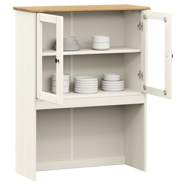 vidaXL Dresser Top White Solid pine wood, engineered wood, glass, metal