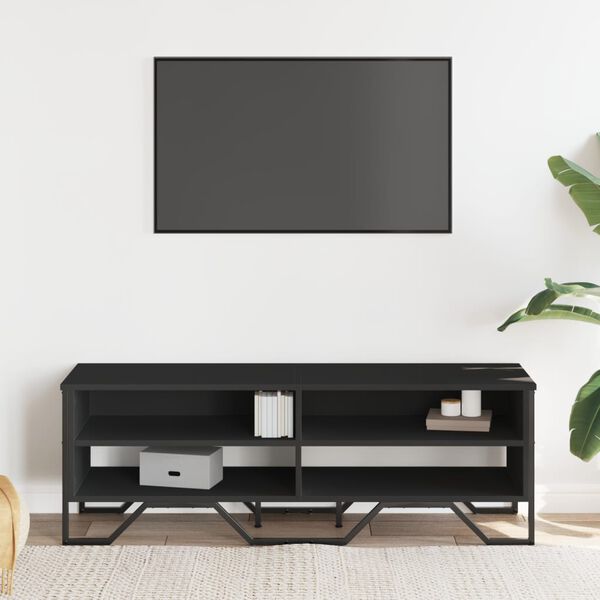 vidaXL TV Cabinet Black Engineered wood, Metal Medium TV Cabinet