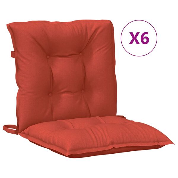 vidaXL Lowback Chair Cushion Set of 6 Melange red