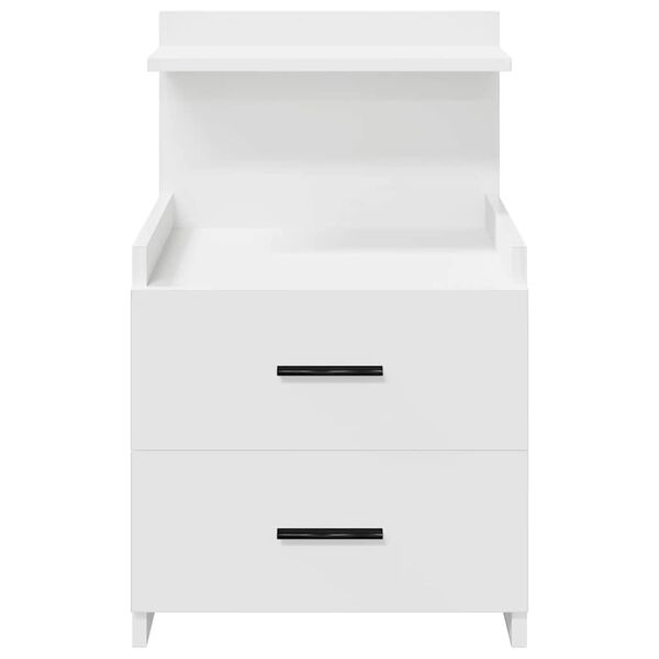 vidaXL Bedside Cabinet Set of 2 White Engineered wood Medium