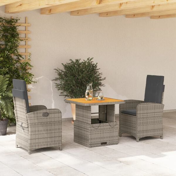 vidaXL Garden Dining Set Grey and brown
