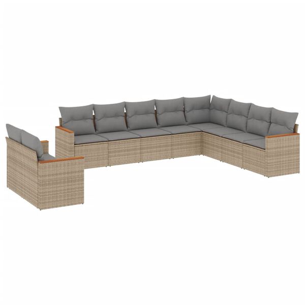 vidaXL Garden Sofa Set Mix Beige PE rattan, powder-coated steel 10 Piece