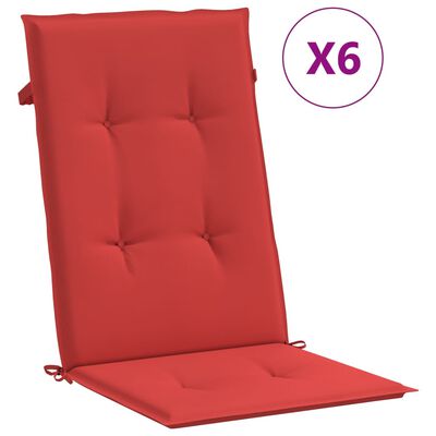 vidaXL Garden Highback Chair Cushions 6 pcs Red 47.2"x19.7"x1.2" Fabric