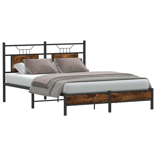 vidaXL Bed Frame Smoked Oak Engineered wood Double Bed Frame