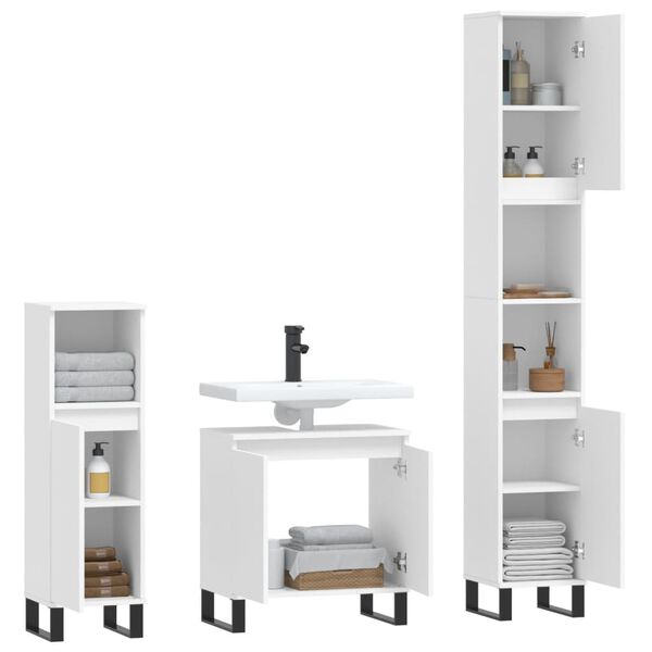 vidaXL Bathroom Furniture Set White Engineered wood, metal