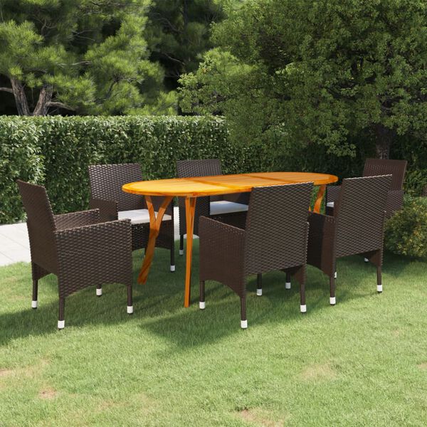 vidaXL Dining Set Brown, Cream White