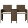 vidaXL Patio Sofa 2-Seater with Table and Stools Brown Poly Rattan