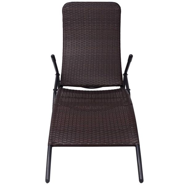 vidaXL Sun Lounger Brown Poly Rattan, Powder-Coated Steel Medium