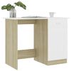 vidaXL Desk White and Sonoma Oak Engineered Wood Medium Desk
