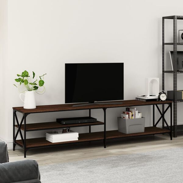 vidaXL TV Cabinet Brown Oak Engineered Wood, Metal Large TV Cabinet
