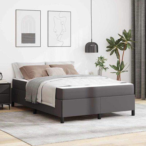 vidaXL Bed Frame with Mattress Grey 55.12 x 78.74 in Fabric