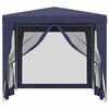 vidaXL Party Tent with 4 Mesh Sidewalls Blue 8.2'x8.2' HDPE
