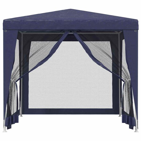 vidaXL Party Tent with 4 Mesh Sidewalls Blue 8.2'x8.2' HDPE