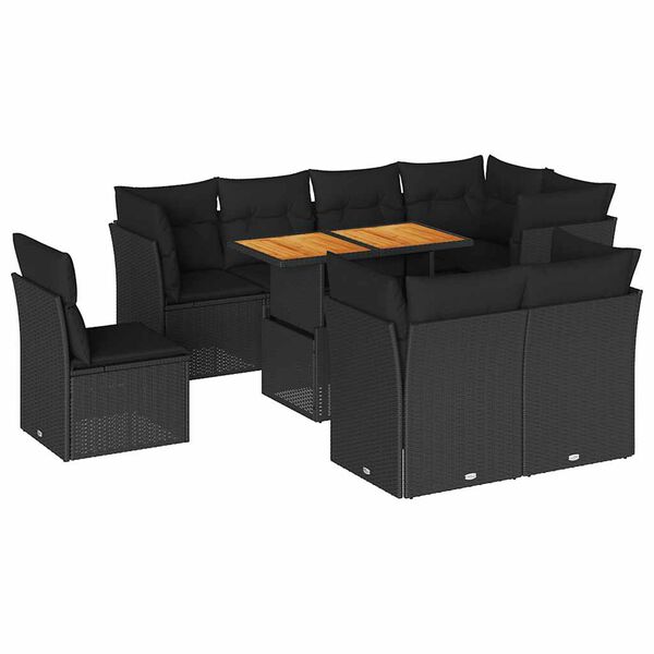 vidaXL Garden Sofa Set Black