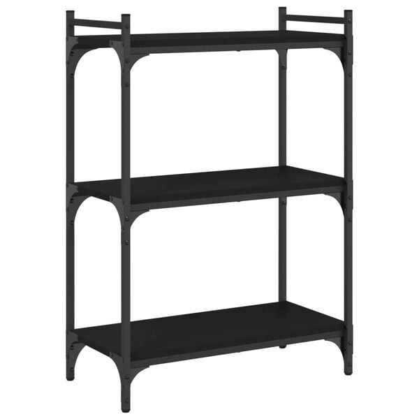 vidaXL Bookcase Black Engineered wood, Metal 23.6 x 11.8 x 33.9 in
