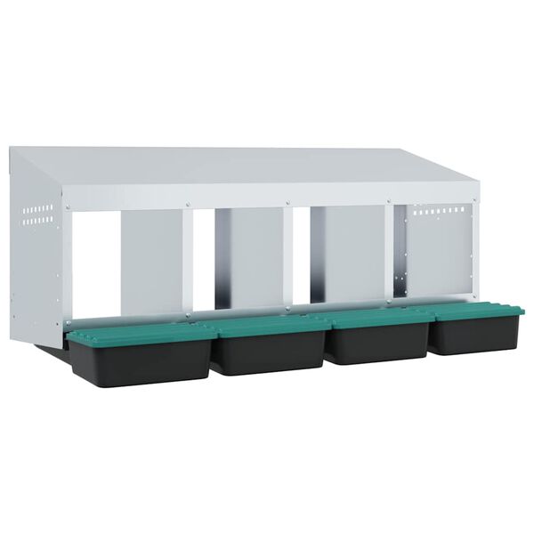 vidaXL Chicken Nesting Box 4 Compartments Wall-Mounted Galvanised Steel