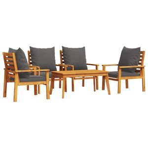 vidaXL Garden Lounge Set Dark Grey Solid Acacia wood, 100% polyester fabric