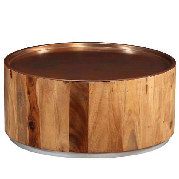 vidaXL Coffee Table Brown Solid Acacia wood and steel Medium