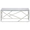 vidaXL Coffee Table Silver Stainless Steel and Tempered Glass