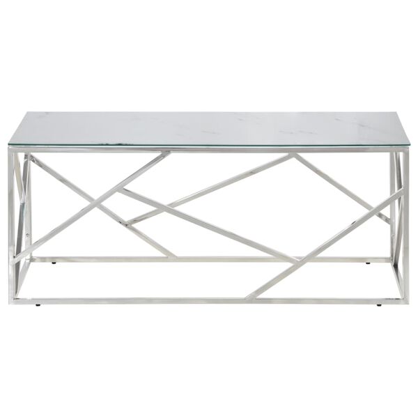 vidaXL Coffee Table Silver Stainless Steel and Tempered Glass