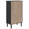 vidaXL Shoe Cabinet Black Solid pine wood, engineered wood, poly rattan