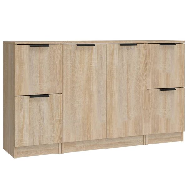 vidaXL Sideboard Set of 3 Sonoma oak Engineered wood Medium Sideboard