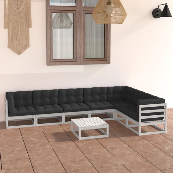 vidaXL Garden Lounge Set White; Anthracite
