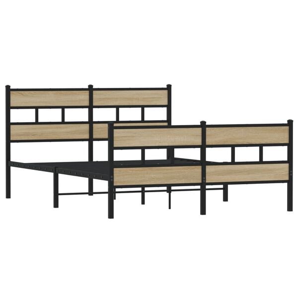 vidaXL Bed Frame Sonoma oak Steel, engineered wood King Modern