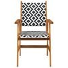 vidaXL Garden Chair Set of 8 Natural Acacia with Black and White Pattern
