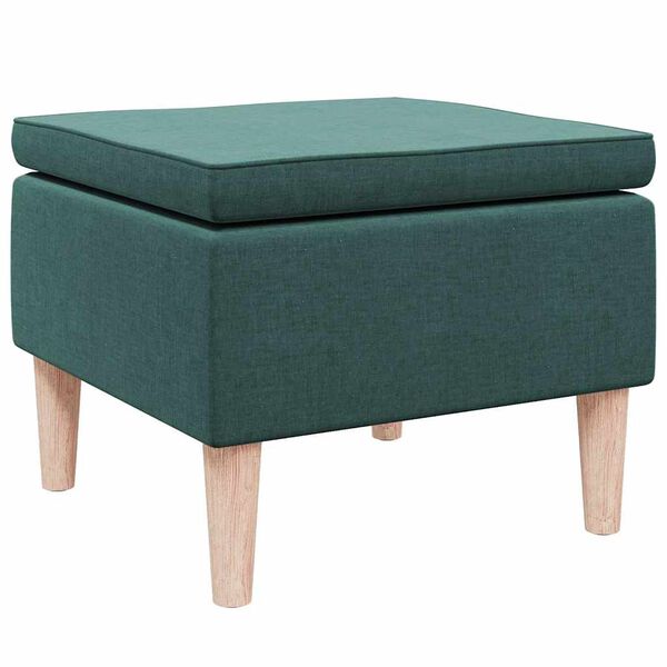 vidaXL Stool Dark Green Fabric (Polyester), Rubber Wood Compact Footrest