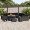 vidaXL Garden Sofa Set with Cushion 13 pcs Black Poly Rattan