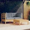 vidaXL Garden Lounge Set Grey Solid pinewood, 100% polyester fabric Small