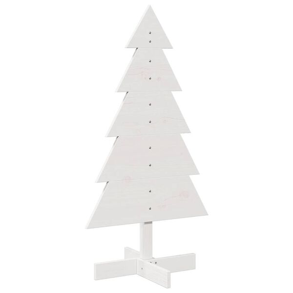 vidaXL Wooden Christmas Tree White Solid pine wood 39.4 in