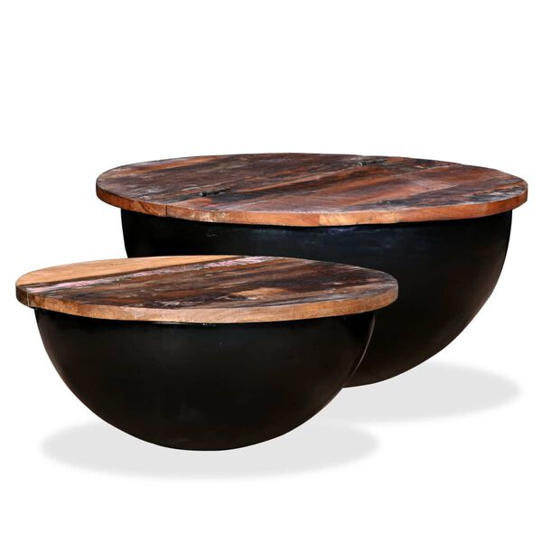vidaXL Coffee Table Set of 2 Tabletop: Multicolour, Base: Black