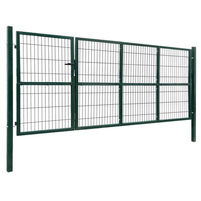 vidaXL Garden Fence Gate with Posts Steel 137.8"x55.1" Green