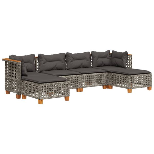 vidaXL Garden Sofa Set Grey PE rattan 100 in long Modular