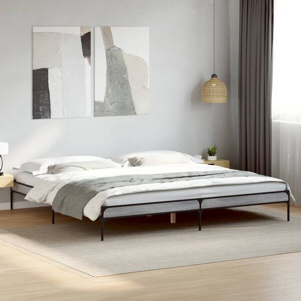 vidaXL Bed Frame Grey Sonoma Engineered wood, metal, plywood