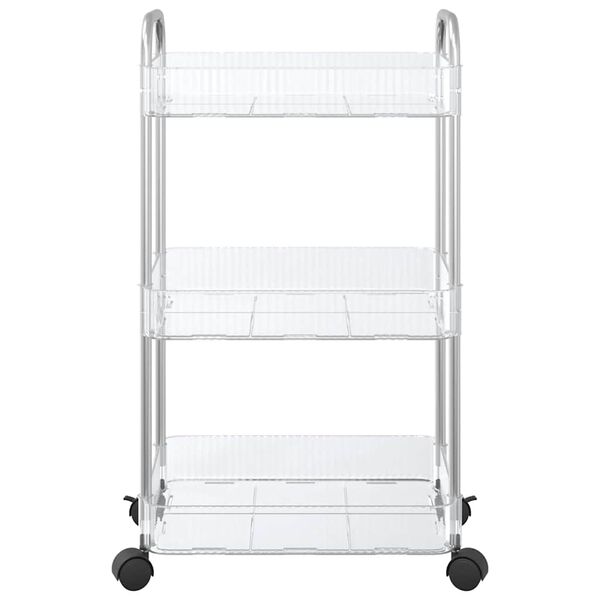 vidaXL Storage Trolley 3-Tier Transparent 14.6x11.0x26.8" Acrylic
