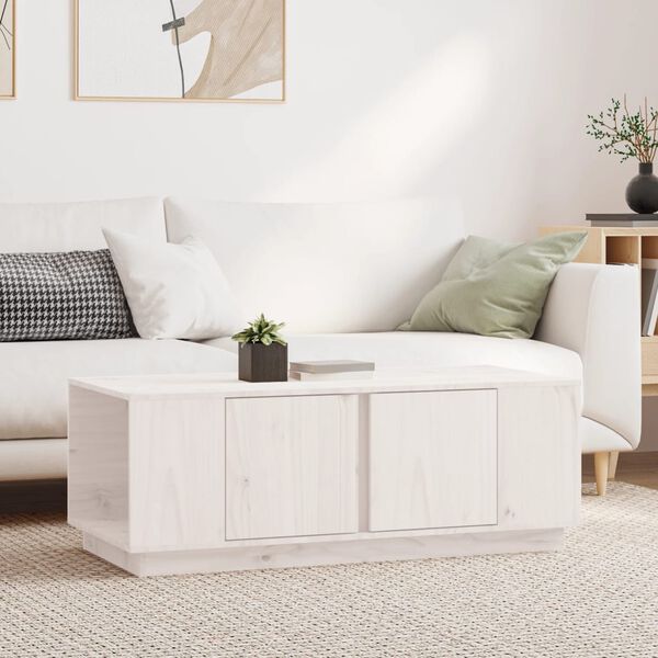vidaXL Coffee Table White Solid pine wood Medium Storage Coffee Table
