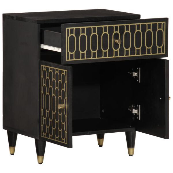vidaXL Bedside Cabinet Black with variations in wood grain