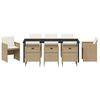 vidaXL Garden Dining Set with Cushion 9 pcs Beige Poly Rattan