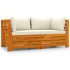 vidaXL Garden Sofa Cream white cushions, Acacia wood frame Solid Acacia wood
